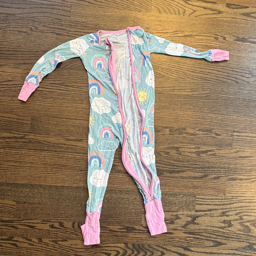 Little Sleepies Sunny Skies Zippy Pajama - Pink Trim